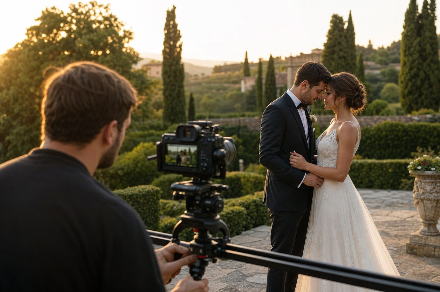 Fotogramma dal video di matrimonio girato a Villa Reale di Monza
